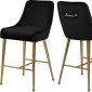 Owen Counter Stool 745 Set of 2 Black Velvet Fabric by Meridian