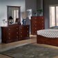 Merlot Finish Stylish Low Profile Bed w/Optional Case Pieces