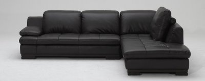 Espresso Full Leather Contemporary Sectional Sofa