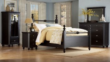 Black Casual Cottage Style Bedroom w/Optional Casegoods [HEBS-889BK-Hanna]