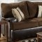 Brown Fabric Sofa & Loveseat Set w/Dark Bonded Leather Base