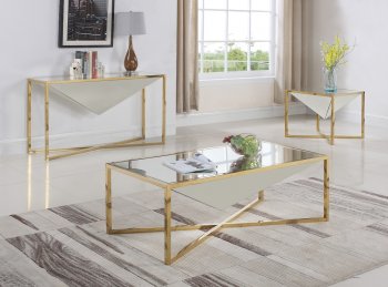 Krystal Coffee Table 219 Gold Tone Base by Meridian w/Options [MRCT-219 Krystal]