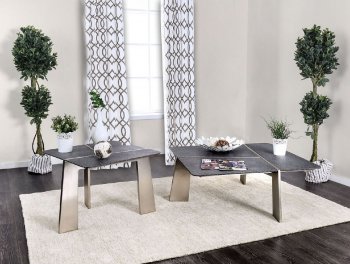 Shannon Coffee Table CM4616 in Tempered Stone & Silver w/Options [FACT-CM4616-Shannon]