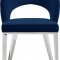 Roberto Dining Chair 764 Set of 2 Navy Velvet Fabric - Meridian