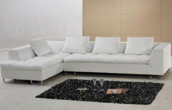 White Leather Modern Sectional Sofa w/Metal Legs [THSS-FY632]