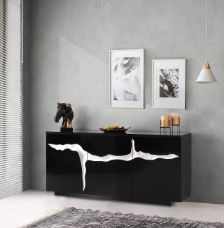 Stream Buffet in Black w/Silver Accent by Modern Art