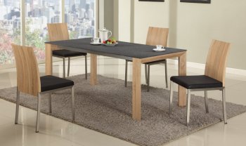 Alison Dining Table in Light Oak & Black by Chintaly w/Options [CYDS-Alison]