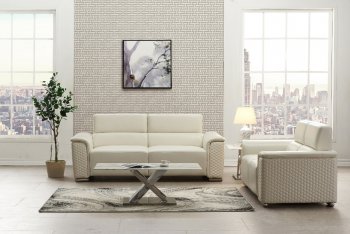 U9460 Sofa in Blanche White Leather Gel by Global w/Options [GFS-U9460 White]