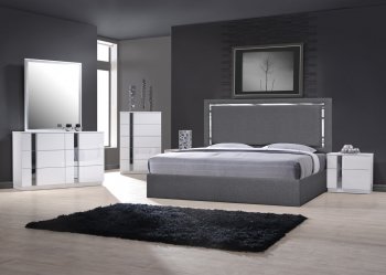 Monet Bedroom Charcoal by J&M w/Optional Palermo White Casegoods [JMBS-Monet Charcoal Palermo Wh]