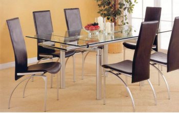 Pearl Silver Contemporary Dinette w/Extendible Glass Top Table [CRDS-133-100501]