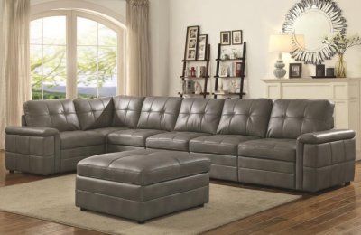 Ellington Modular Sectional Sofa in Grey Leatherette by Coaster
