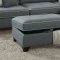 F6542 Sectional Sofa in Steel Color Fabric by Boss w/ Ottoman