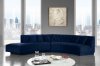 Kenzi Sectional Sofa 641 in Navy Velvet Fabric by Meridian