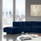 Kenzi Sectional Sofa 641 in Navy Velvet Fabric by Meridian