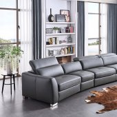 312 Sectional Sofa in Dark Grey Leather by ESF w/Bed & Recliner