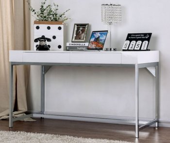 Loke Office Desk CM-DK5204 in White & Chrome [FAOD-CM-DK5204-Loke]