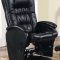 Black Leather-Like Vinyl Modern Swivel Glider w/Ottoman