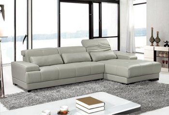 SF6008 Sectional Sofa in Grey Leather by At Home USA [AHUSS-SF6008 Grey]