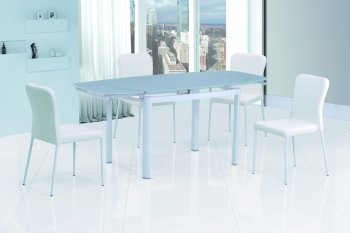 Amelia Dining Table 5Pc Set White Glass Top by Chintaly [CYDS-Amelia]