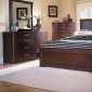 Warm Espresso Finish Contemporary Leather Headboard Bed