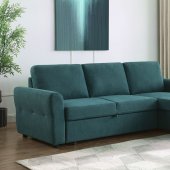 Samantha Sleeper Sectional Sofa 511087 in Teal Fabric by Coaster