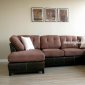 Vintage Style Leather and Microfiber Sectional Sofa