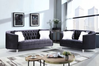 LCL-008 Sofa & Loveseat Set in Dark Gray Velvet [BDS-LCL-008 Dark Gray]