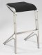 Black Seat Set of 2 Backless Barstools w/Stainless Steel Base