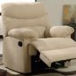 Beige Plush Microfiber Modern Recliner w/Full Chaise Seating