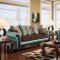 Mulligan Sofa SM7610 Teal Leatherette & Brown Fabric w/Options