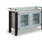 Silver Finish Buffet With Leather Details