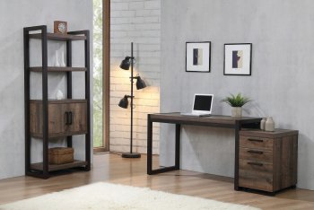 Luke 3Pc Desk & Bookcase Set 802081 in Weathered Oak by Coaster [CROD-802081-Luke]