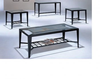 Black Finish Modern 3 Pc Coffee Table Set w/Optional Sofa Table [ABCCT-4315]