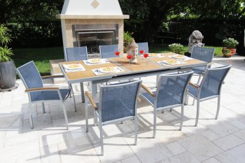 Galliano Outdoor Dining Set 9Pc in Seagull w/Neptum Chairs [BLOUT-Galliano-Neptum 9pc]