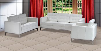 Silvania F08 Sofa in White Leather by At Home USA w/Options [AHUS-F08 Silvania White]