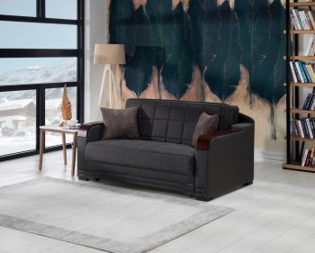 Willow Diego Dark Gray Loveseat Bed in Fabric by Istikbal [IKSB-Willow Diego Dark Gray]