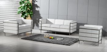 Le Corbusier Style Grande Sofa, Loveseat & Chair Set in White [KCS-3M41-White]