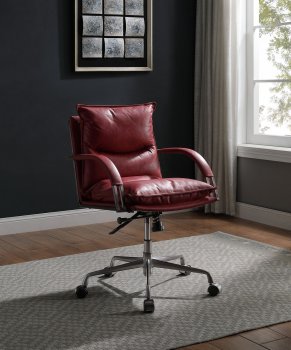 Haggar Office Chair 92536 Vintage Red Top Grain Leather by Acme [AMOC-92536 Haggar]