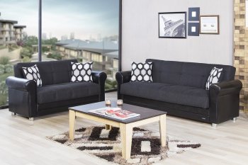 Avalon Sofa Bed in Black Fabric by Casamode w/Options [CMSB-Avalon Hometex Black]