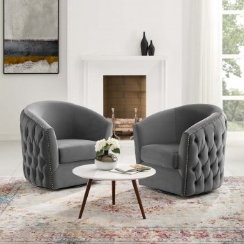 Rogue Swivel Chair Set of 2 in Gray Velvet by Modway [MWAC-4425 Rogue Gray]