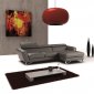 Sparta Mini Sectional Sofa in Dark Grey Full Leather by J&M