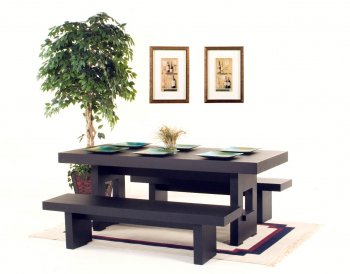 Dark Walnut Finish Modern 3Pc Dining Room Set [DSDS-D0609AB3PC]