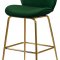 Paris Counter Stool 787 Set of 2 Green Velvet Fabric by Meridian