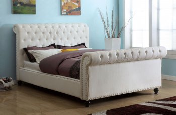 Bennett CM7603WH Bed in White Fabric [FABS-CM7603WH-Bennett]