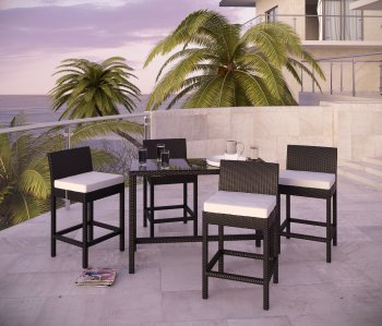 Portland 5Pc Outdoor Patio Pub Set by Modway in Espresso & White [MWOUT-Portland]