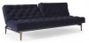 Oldschool Styletto Sofa Bed in Navy by Innovation w/Wooden Legs