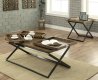 Mina CM4317 Coffee Table & 2 End Tables 3Pc Set in Weathered Oak