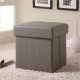 Grey Vinyl Modern Square Ottoman w/Storage