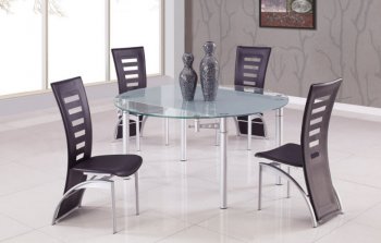 Glass Table Top Modern 5 Pc Dining Set w/Black Chairs [GFDS-D135DT-D290DC-BL]