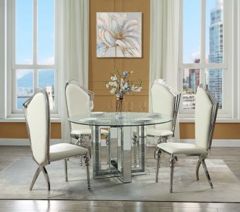 Noralie Dining Table DN00715 by Acme w/Optional Beige PU Chairs [AMDS-DN00715-DN00928 Noralie]